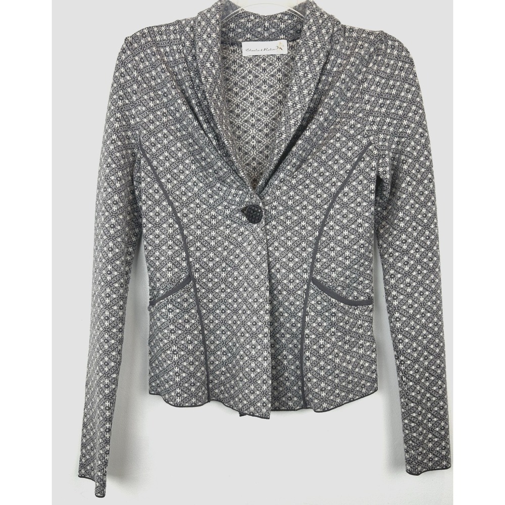 Anthropologie Charlie Robin Cardigan Sweater Womens S Wool Blend Print Career XS